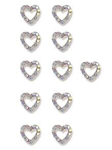 2 Stücke eleganter, minimalistischer, komplett mit Strass verzierter Herz-förmiger Zahnschmuck, exquisite Geschenke ohne Klebstoff