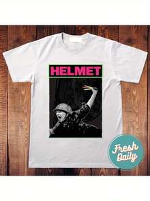 CAMISETA UNISEX CON CASCO, CAMISETA DE BANDA DE ROCK - Blanco - Ver 1