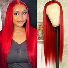 13X4 Free Part Blue Lace Front Wigs 26 Inch Pre Plucked Long Straight Hair Wigs Glueless Soft Light Blue Colored Wigs Heat Resistant Long Blue Straight Synthetic Lace Front Wigs For Fashion Women For Daily Christmas Party Cosplay Use - Đỏ - Xem 2