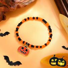MDFUN Halloween Beaded Bracelets Pumpkin Spider Ghost Charms Bracelets BOO Happy Halloween Stretch Bracelets Set Holiday Gift