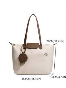 大容量粉色校园托特包，时尚简约百搭通勤包，适合大学生休闲出游单肩包 - 卡其色 - 查看 4