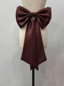 1 件白色缎带双层蝴蝶结配 55 厘米长黑色丝带腰饰情人节