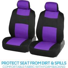 PolyPro Car Covers Full Set In Gray On Black, Front And Rear Split Covers, Easy To Install Car Seats Cover Set And Accessories Auto Trucks Van SUV - Gray - Purple - View 3