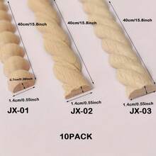 10pcs/40cm Natural Wood Beaded Molding Sticks - Half Round Bobbin Trim For DIY Home Decor, Cabinets, Furniture, Paneling, Shelf, Door, Wall, Window Edges - Unfinished Wood Craft Supplies With Smooth Texture & Wood Grain Finish - Multicolor - View 1