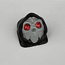 1 szt. 3D żywiczne stereoskopowe nakładki na klawisze z motywem czaszki na Halloween, czarne i ciemnoczerwone, z krzyżem, pojedyncze