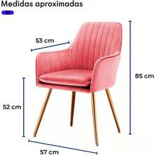 KITUL Juego de 2 Sillas con Reposabrazos Terciopelo Sillas Cocina con Respaldo de Cojín Asientos Modernos para Ocio Mediados Siglo para El Hogar y la Oficina Rosa - Rosa - Ver 3