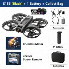 TOKQI 2025新款S156屏幕遥控无人机，配备双摄像头、4.92英寸遥控器屏幕、带避障功能的四轴飞行器、强劲的无刷电机和光流悬停技术，是万圣节的完美礼物