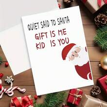 1pc, Funny Quiet Said To Santa Christmas Cards, Happy New Year Greeting Cards, Christmas Greeting Card For Boyfriend Girlfriend Couple, Husband Wife Couple