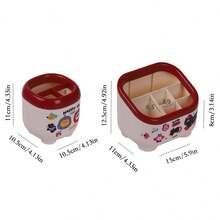 1 قطعة صندوق تخزين مكتبي ثلاثي/سداسي الأقسام لحامل الأقلام، منظم سطح المكتب لطلاب السكن الجامعي، رف تقسيم، صندوق تخزين القرطاسية (ملصقات DIY عشوائية مجانية)