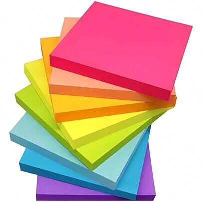 Bloco De Notas adesivas Colorido tipo Postit 76x76mm 100 folhas Bloco Adesivo Para Anotações