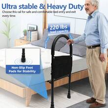 Bed Rails For Elderly Adults Bed Cane- Bed Assist Rail Medical Bed Support Bar Mobility Assistant With Free Storage Bag And Fixing Strap, Bedside Fall Prevention Rail For Seniors,Medical Bed Safety Rail, Bed Assist For Pregnant Women - All Black Bedside Rails - View 5