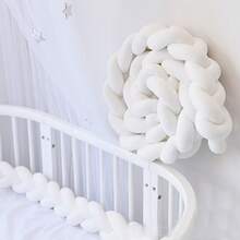 1pc Newborn Braided Crib Bumper, Baby Knotted Anti-Collision Soft Pad, Infant Bed Rail Cushion