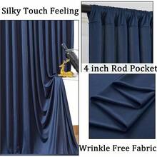 10ftx 10ft Wrinkle Navy Blue Backdrop Curtains Panels, 2 Panels 5x10ft Silky Polyester Photo Backdrop Drapes Birthday Wedding Party Graduation Photography Background - 10英尺x10英尺+海軍藍 - 查看 2