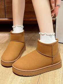 2025冬季新款厚底雪地靴加厚内里短筒防滑冬鞋