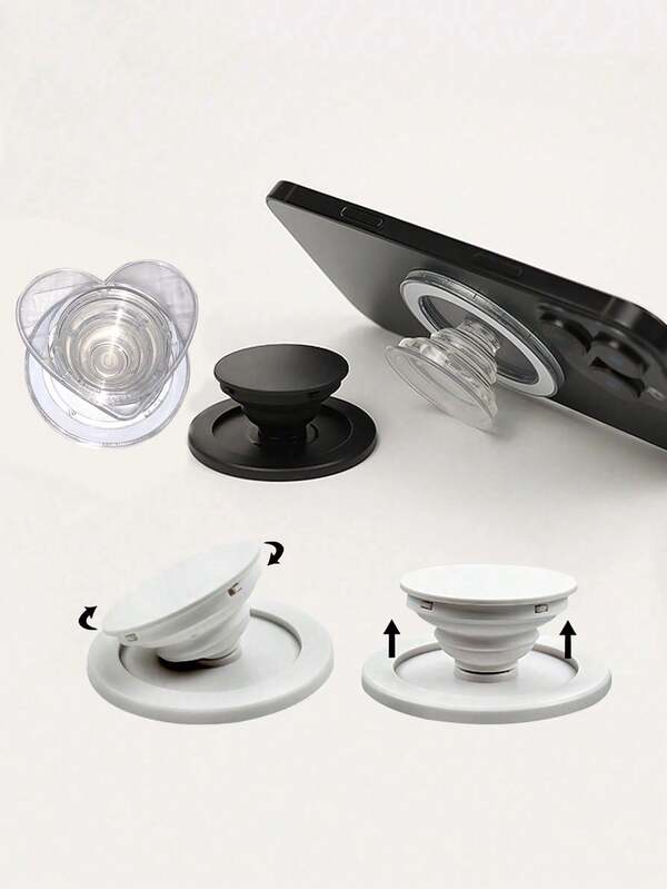 1pc Powerful Magnetic Inflatable Phone Holder, Ultra-Thin Portable Adjustable Transparent Magnetic Phone Stand Compatible With IPhone, Android Phone, Gift For Birthday, Family, Friends Push-Pull Phone Grip Phone Accessories