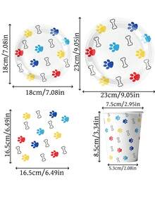 10 piezas Suministros para fiesta de cumpleaños con estampado de pata de perro, incluye platos, vasos, servilletas y mantelería desechables con estampado de pata de perro para decoración de fiesta con tema de cachorros, picnic al aire libre, fiesta familiar, fiesta con amigos, decoración de cumpleaños, suministros para fiesta desechables, suministros para fiesta festiva