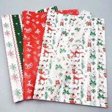 20/30pcs Christmas Gift Wrapping Paper, Party Decoration Art Paper, Suitable For Gift Packaging, Bouquet Packaging, Art Crafts, DIY, Packaging Bags, Friends' Gifts, Festive Holiday Packaging, Christmas Tree & Reindeer Design, 5 Colors To Choose From