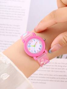 1 chiếc đồng hồ thạch anh trẻ em họa tiết bướm mật hoa 3D thời trang mới, quà tặng ngày thiếu nhi. - Màu Hồng Tươi - Xem 5