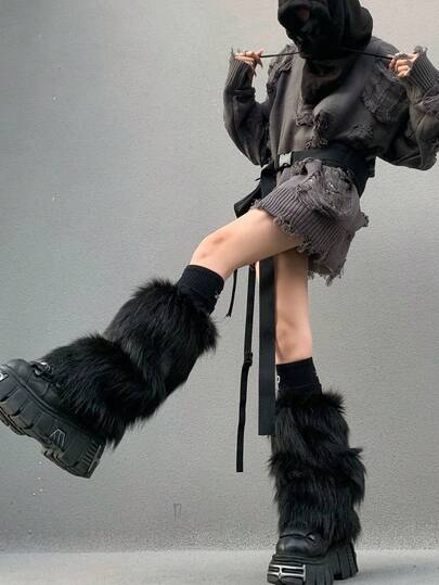 Women/Girls Faux Fur Leg Warmers, Soft & Comfortable, With Boot Cuff, Fluffy Furry Leg Warmers, Warm & Cozy For Winter