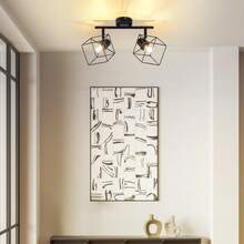 Glitzerlife Ceiling Spotlight Ceiling Lamp 2 Flames Black - E14 Ceiling Light 350° Swiveling Vintage Lamp Metal Ceiling Spots Bedroom Lamp For Living Room Hallway Kitchen - Without Bulb - 2 火焰 - 查看 3