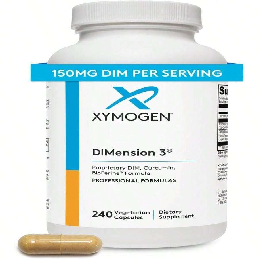 XYMOGEN Dimension 3 - Diindolylmethane DIM Supplement With Curcumin + BioPerine - Supports Healthy Estrogen Detox, Hormonal Balance For Women And Men - Menopause Relief + PMS Support (120 Capsules) - Flavor NameB - 查看 1