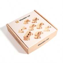 8pcs Children's Wooden Inertial Sliding DIY Handmade Wooden Graffiti Small Cars, Children's Colorful Painting Filling Color Model Toys 3D Coloring Building Blocks, Toy Ornaments For Babies To Practice Grasping Car Models - Wood Color - View 9