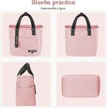 Lonchera Termica Impermeable - Bolsa de Almuerzo Aislada Porta Alimentos Nevera Portátil, Hermética Porta Fiambrera Plegable Hielera con Bolsillos Laterales, A Prueba de Fugas para Adultos Mujer - Amarillo - Ver 6