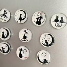 10 pièces/set Ensemble d'aimants de réfrigérateur en forme de couple de chats, convient pour la décoration de vacances, applicable pour Noël, Halloween, Pâques, Thanksgiving - Saint-Valentin - Décoration de maison et de bureau mignonne