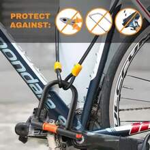 Heavy Duty U Shape Bike Lock W/ 2 Keys Cable Anti Theft Secure Locks For Bicycle - Multicolor - View 5