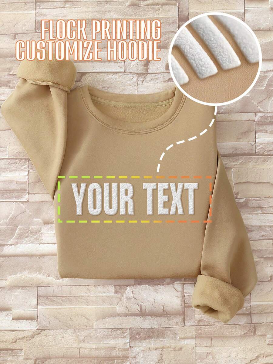Customize Sweatshirt , Personalize Your Fall Look: Upload Your Text, Initials, Or Slogan. Cute Crew-Neck Pullover For Everyday Wear,Flocking Printing, Sports, And Outdoor ,Fall Clothes For Women,Winter Clothes For Women,Halloween Clothes Women.