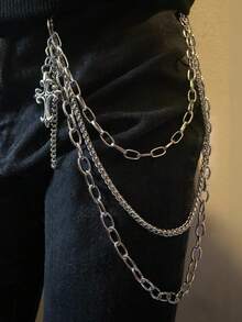 Cadena corporal de hombre con cruz gótica, accesorio de moda hip hop para cadena de bolsillo de pantalones