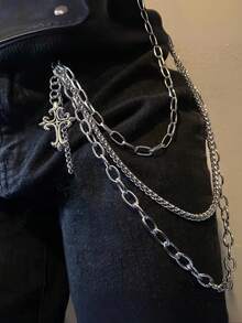 Cadena corporal de hombre con cruz gótica, accesorio de moda hip hop para cadena de bolsillo de pantalones