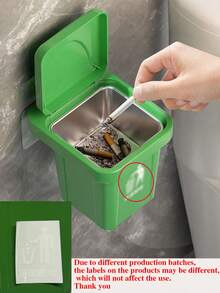 1pc Stainless Steel Wall Mounted Ashtray With Lid, Trash Can Shape - Anti-Flying Ash, Creative Home And Bathroom Decoration, Suitable For Living Room, Bedroom, Holiday Gift