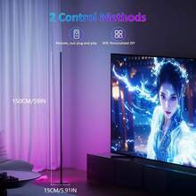 Corner Floor Lamp Smart RGB LED Corner Lamp With App And Remote Control, 16 Million Colors & 68+ Scene, Music Sync, Timer Setting - Ideal For Living Rooms, Bedrooms, And Gaming Rooms - RGBIC - View 3