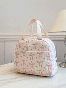 便携式午餐包，保温午餐盒，便当包，晚餐保温包，加厚可爱午餐水果包（学生适用），粉色豹纹花卉午餐包，女士午餐盒，学校旅行保温午餐包，防水保温午餐包 - 米色 - 查看 6