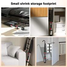 HSHa 4.4m/5m Telescopic Ladder Stainless Steel Heavy Duty Extendable Loft Telescopic Ladder Adjustable Height With Detachable Hooks, Anti-Slip And Durable, Retractable - 4.4m-hooks - View 6