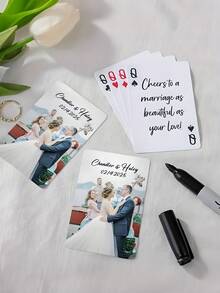 Customized Destination Wedding Guest Signature Playing Cards | Personalized Portable Guest Signature Book (Including Engagement Photos) | Customized Travel Wedding Playing Cards - Multicolor - View 4