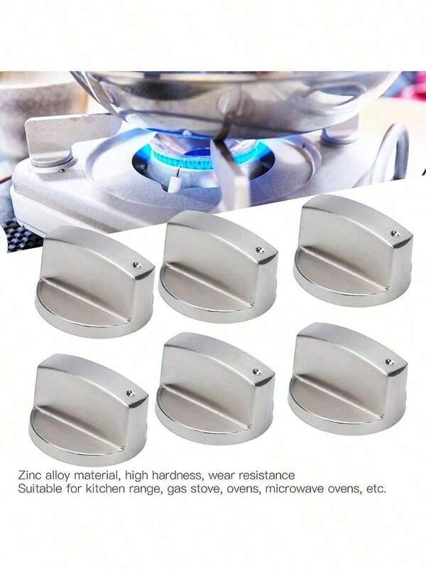 Pacote com 3 botões de substituição para fogão de 8 mm, interruptores de controle de panelas de liga de zinco, botões de metal, adequados para fogão, fogão a gás, micro-ondas (interruptor de 45°), substituição direta fácil, sem necessidade de ferramentas