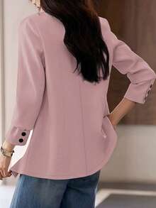 女式单排扣长袖西装外套，袖口带纽扣