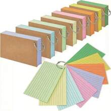 500 Pieces Ruled Index Flash Cards Colored Index Cards With Rings 3*5 Inch Flash Note Cards For Studying Office Home School And To Do List. Random Colors. School Supplies, Perfect For Thanksgiving, Christmas, And Saudi National Day Gifts.