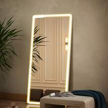 OLIXIS LED Full Length Body Mirror For Bedroom With Light, 64"X21", Hanging Or Leaning For Wall, Aluminum Alloy Thin Frame Floor Standing For Living Room, Tall, White - Xem 9