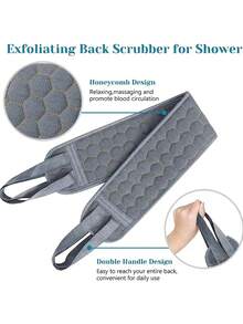 3 قطع مجموعة فرشاة تقشير الجسم - تشمل فرشاة ظهر، قفاز استحمام وإسفنجة استحمام