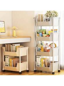 5-Tier Rolling Storage Cart With Lockable Wheels – Plastic Organizer Shelf For Kitchen, Bathroom, Dorm, Office – White Utility Rack - 白色 - 查看 8