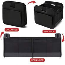1 PC Heavy-Duty Car Trunk Storage Box, Foldable Design With Multiple Compartments - Reinforced Handle Storage Box, Suitable For Sedans, SUVs, And Minivans - 600D Oxford Cloth Car Trunk Organizer - Black - View 4