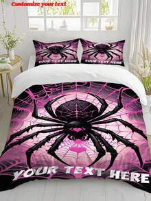Halloween Spider Web Duvet Cover Set, 3-Piece Comforter Cover Set, Gradient Spider Print Bedding Set, Soft & Comfortable Duvet Cover Set, Suitable For Bedroom, Guest Room, Polyester Material, Duvet Cover Set (1 * Duvet Cover + 2 * Pillow Shams, No Filling), Suitable For Bedroom Decor, Home Decor, Holiday Decor, Holiday Gifts, Halloween, Holidays - Multicolor - View 5