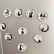 10 pièces/set Ensemble d'aimants de réfrigérateur en forme de couple de chats, convient pour la décoration de vacances, applicable pour Noël, Halloween, Pâques, Thanksgiving - Saint-Valentin - Décoration de maison et de bureau mignonne