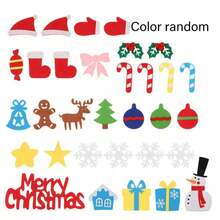 1 Set DIY Felt Christmas Tree With Decorations, Children's Christmas Gift, New Year Door/Wall Decor, Party Decoration, Christmas Hanging Ornament, Christmas Decoration Party Supplies Gift - Multicolor - View 2