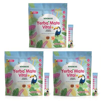  Windboss Yerba Mate Instantánea | Paquete de 3 Cajas (90 Sobres) | Infusión Natural para Vitalidad y Concentración
