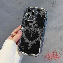 Gothic Heart Cross Design Element-Design Phone Case, Suitable For IPhone Models 16, 15, 14 Pro Max, 13, 12, 11, XR, XS Plus Phone Cases, Made Of TPU Silicone Material, Providing Shock And Drop Protection, With Drop Protection Function, And Has A Very Good Hand Feel.It Is The Most Suitable Gift For Family, Friends, And Loved Ones. - [silvery] - View 6