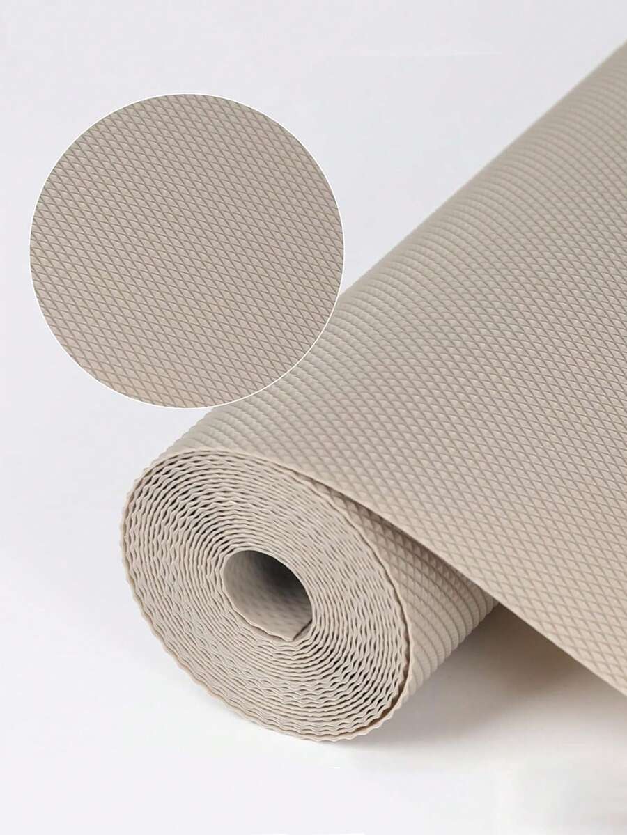 1 Roll 11.8*39.4inch Kitchen Shelf Liner,Non-Adhesive Easy To Cut Drawer Liner,Khaki Waterproof Oil-Proof Refrigerator Liner. - Khaki - View 1